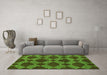 Machine Washable Abstract Green Modern Area Rugs in a Living Room,, wshabs812grn