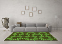 Machine Washable Abstract Green Modern Rug, wshabs812grn