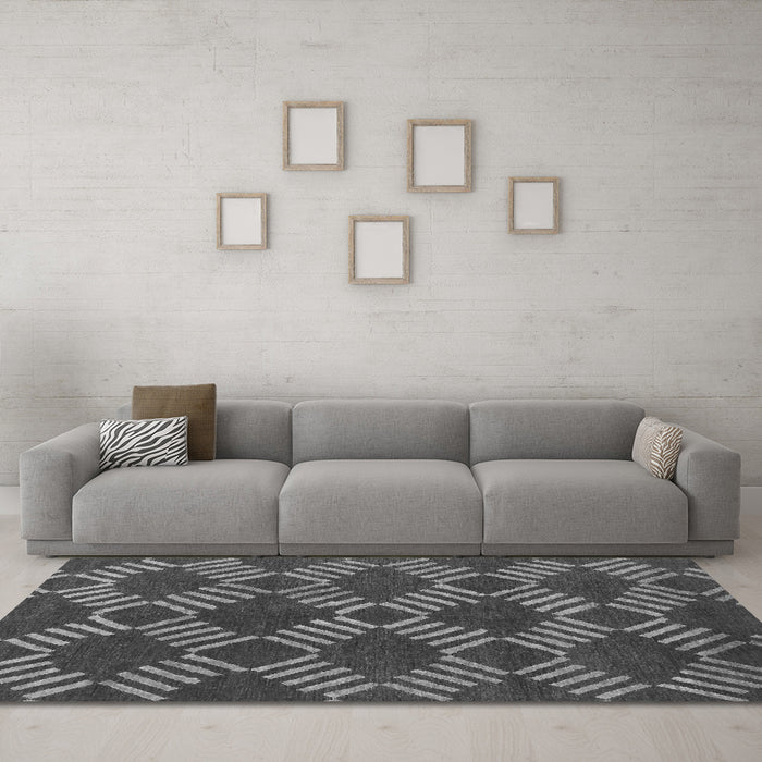 Machine Washable Abstract Gray Modern Rug in a Living Room,, wshabs812gry