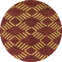 Round Machine Washable Abstract Sedona Brown Rug, wshabs812
