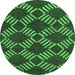 Round Machine Washable Abstract Emerald Green Modern Area Rugs, wshabs812emgrn