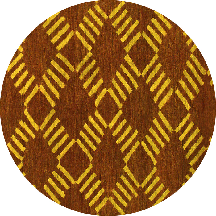 Round Abstract Yellow Modern Rug, abs812yw