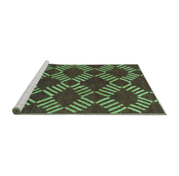 Sideview of Machine Washable Abstract Turquoise Modern Area Rugs, wshabs812turq