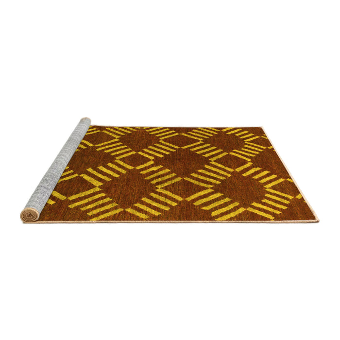 Sideview of Machine Washable Abstract Yellow Modern Rug, wshabs812yw