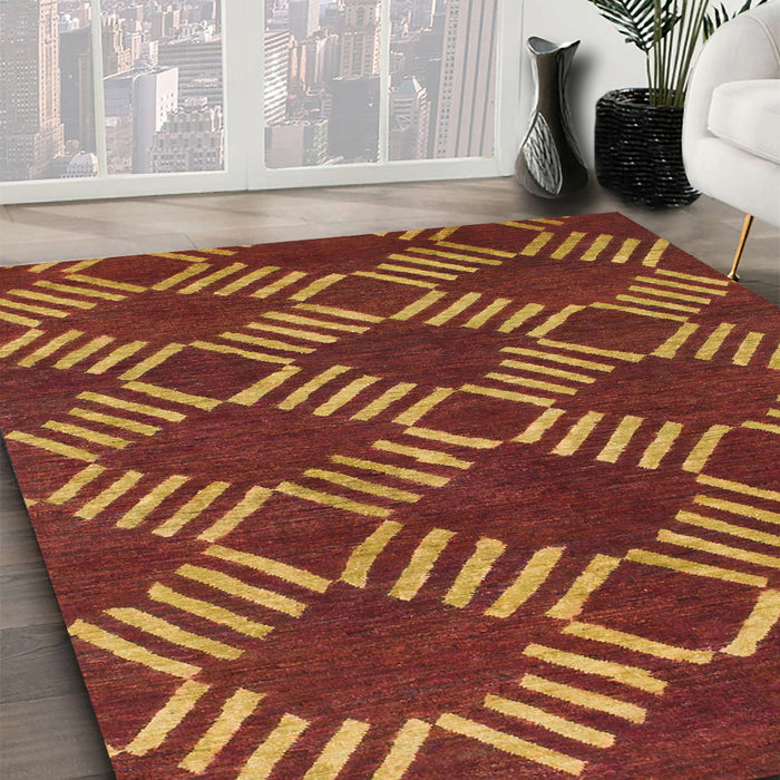 Abstract Sedona Brown Modern Rug in Family Room, abs812