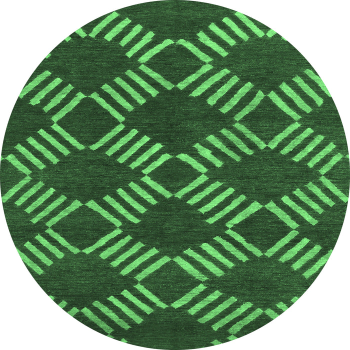 Round Abstract Emerald Green Modern Rug, abs812emgrn