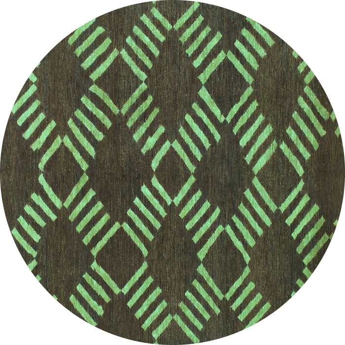 Round Abstract Turquoise Modern Rug, abs812turq