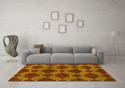 Machine Washable Abstract Yellow Modern Rug in a Living Room, wshabs812yw