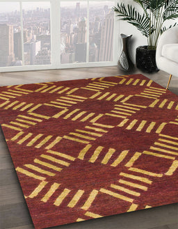 Machine Washable Abstract Sedona Brown Rug in a Family Room, wshabs812