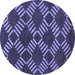 Round Machine Washable Abstract Blue Modern Rug, wshabs812blu