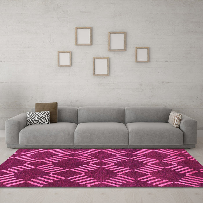 Machine Washable Abstract Pink Modern Rug in a Living Room, wshabs812pnk