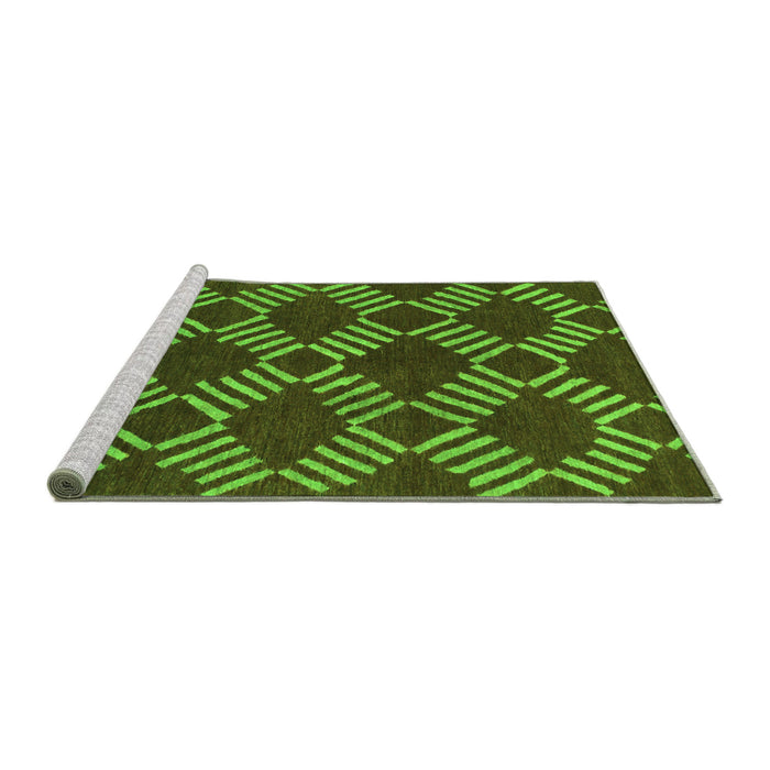 Sideview of Machine Washable Abstract Green Modern Area Rugs, wshabs812grn