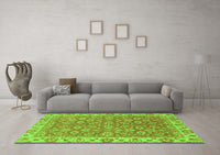 Machine Washable Abstract Green Modern Rug, wshabs813grn