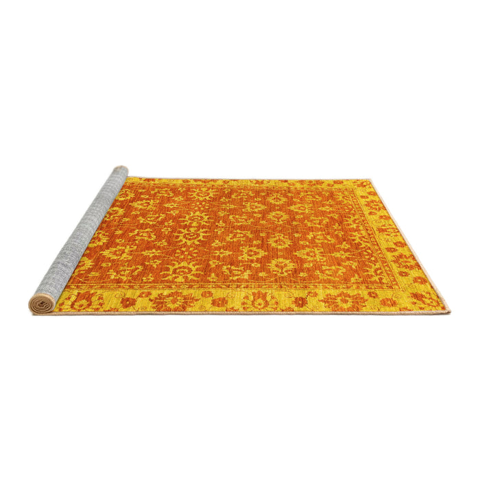 Sideview of Machine Washable Abstract Yellow Modern Rug, wshabs813yw
