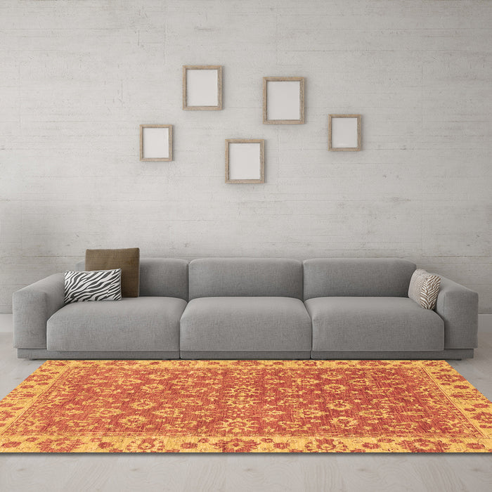 Machine Washable Abstract Brown Modern Rug in a Living Room,, wshabs813brn