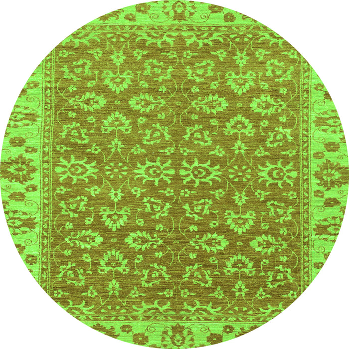 Round Machine Washable Abstract Green Modern Area Rugs, wshabs813grn