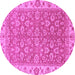 Round Machine Washable Abstract Purple Modern Area Rugs, wshabs813pur