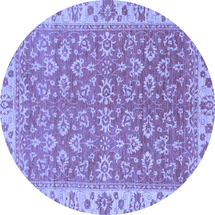 Round Abstract Blue Modern Rug, abs813blu