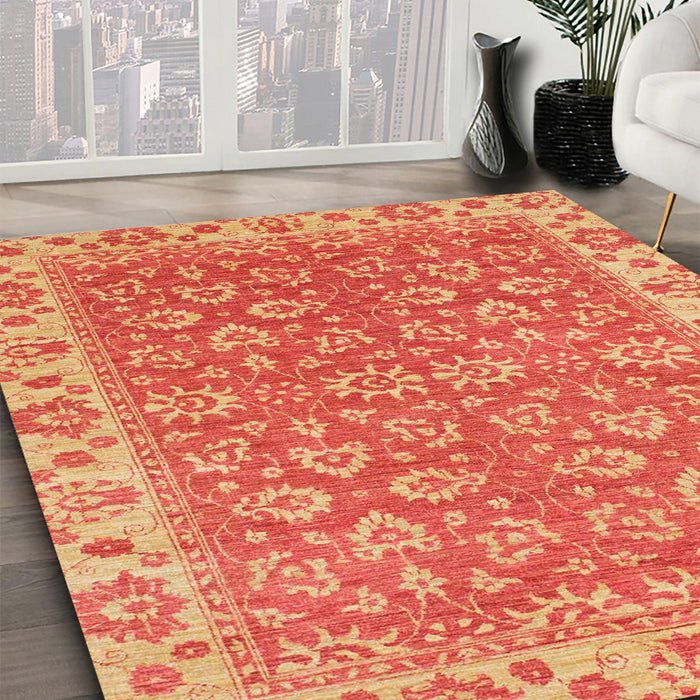 Abstract Orange Modern Rug in Family Room, abs813