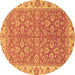 Round Abstract Brown Modern Rug, abs813brn