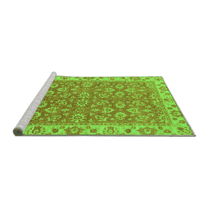 Sideview of Machine Washable Abstract Green Modern Area Rugs, wshabs813grn
