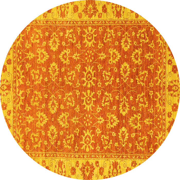 Round Abstract Yellow Modern Rug, abs813yw