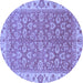 Round Machine Washable Abstract Blue Modern Rug, wshabs813blu