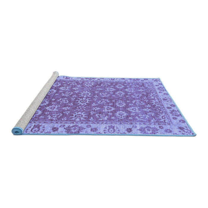 Sideview of Machine Washable Abstract Blue Modern Rug, wshabs813blu
