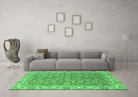 Machine Washable Abstract Emerald Green Modern Rug, wshabs813emgrn