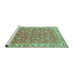 Sideview of Machine Washable Abstract Turquoise Modern Area Rugs, wshabs813turq