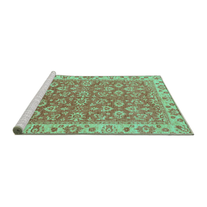 Sideview of Machine Washable Abstract Turquoise Modern Area Rugs, wshabs813turq
