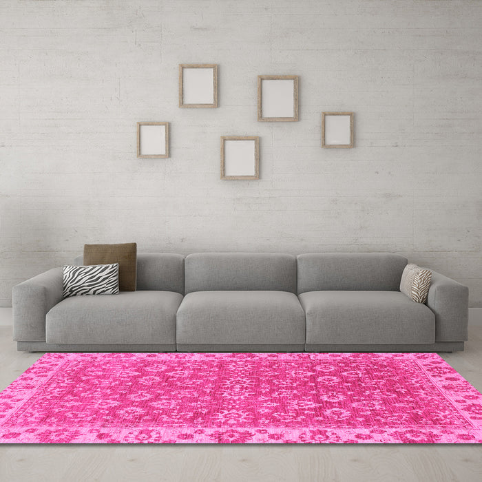 Machine Washable Abstract Pink Modern Rug in a Living Room, wshabs813pnk