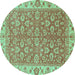 Round Machine Washable Abstract Turquoise Modern Area Rugs, wshabs813turq