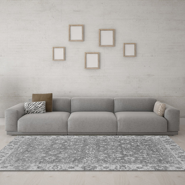 Machine Washable Abstract Gray Modern Rug in a Living Room,, wshabs813gry