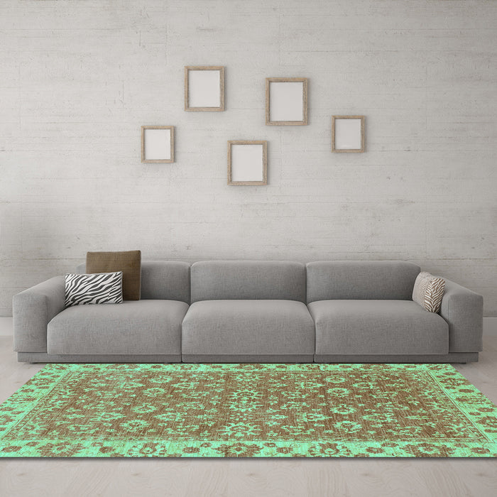 Machine Washable Abstract Turquoise Modern Area Rugs in a Living Room,, wshabs813turq