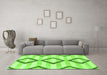 Machine Washable Abstract Green Modern Area Rugs in a Living Room,, wshabs814grn