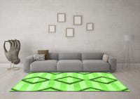 Machine Washable Abstract Green Modern Rug, wshabs814grn