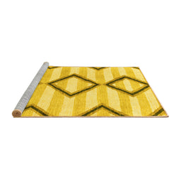 Sideview of Machine Washable Abstract Yellow Modern Rug, wshabs814yw