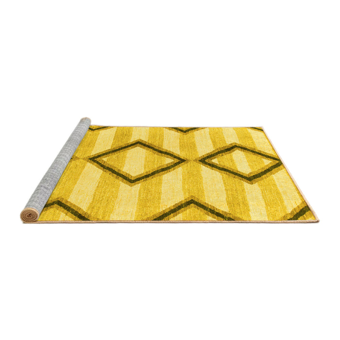 Sideview of Machine Washable Abstract Yellow Modern Rug, wshabs814yw