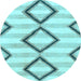 Round Machine Washable Abstract Light Blue Modern Rug, wshabs814lblu