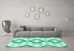 Machine Washable Abstract Turquoise Modern Area Rugs in a Living Room,, wshabs814turq