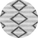 Round Machine Washable Abstract Gray Modern Rug, wshabs814gry