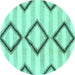 Round Machine Washable Abstract Turquoise Modern Area Rugs, wshabs814turq