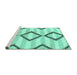 Sideview of Machine Washable Abstract Turquoise Modern Area Rugs, wshabs814turq