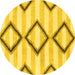 Round Abstract Yellow Modern Rug, abs814yw