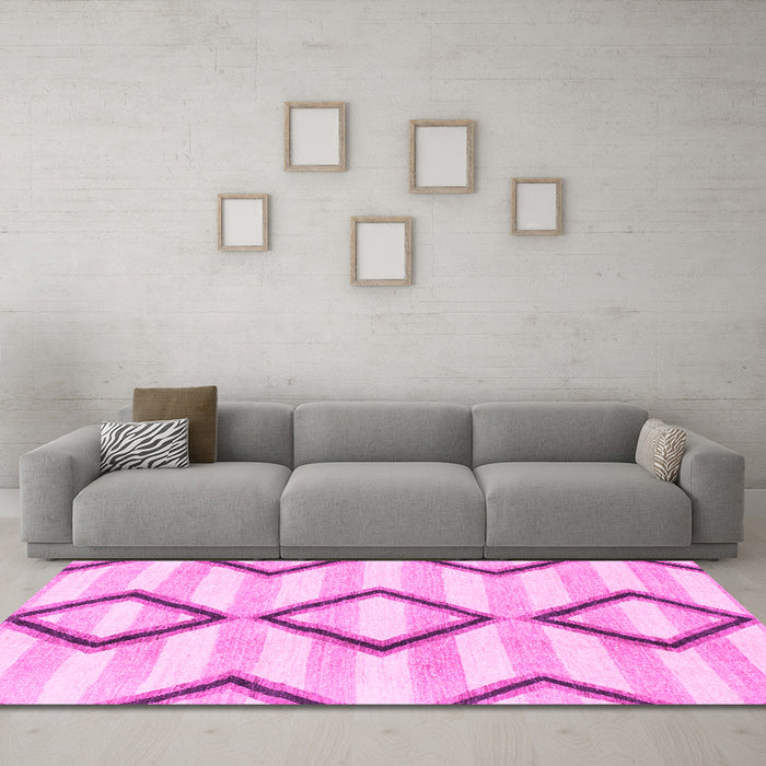 Machine Washable Abstract Pink Modern Rug in a Living Room, wshabs814pnk