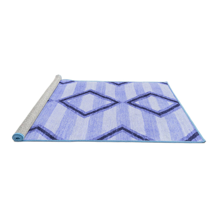 Sideview of Machine Washable Abstract Blue Modern Rug, wshabs814blu