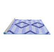 Sideview of Machine Washable Abstract Blue Modern Rug, wshabs814blu