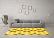 Machine Washable Abstract Yellow Modern Rug in a Living Room, wshabs814yw