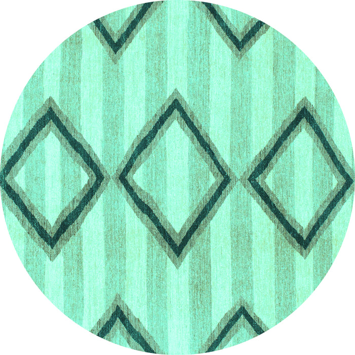 Round Abstract Turquoise Modern Rug, abs814turq
